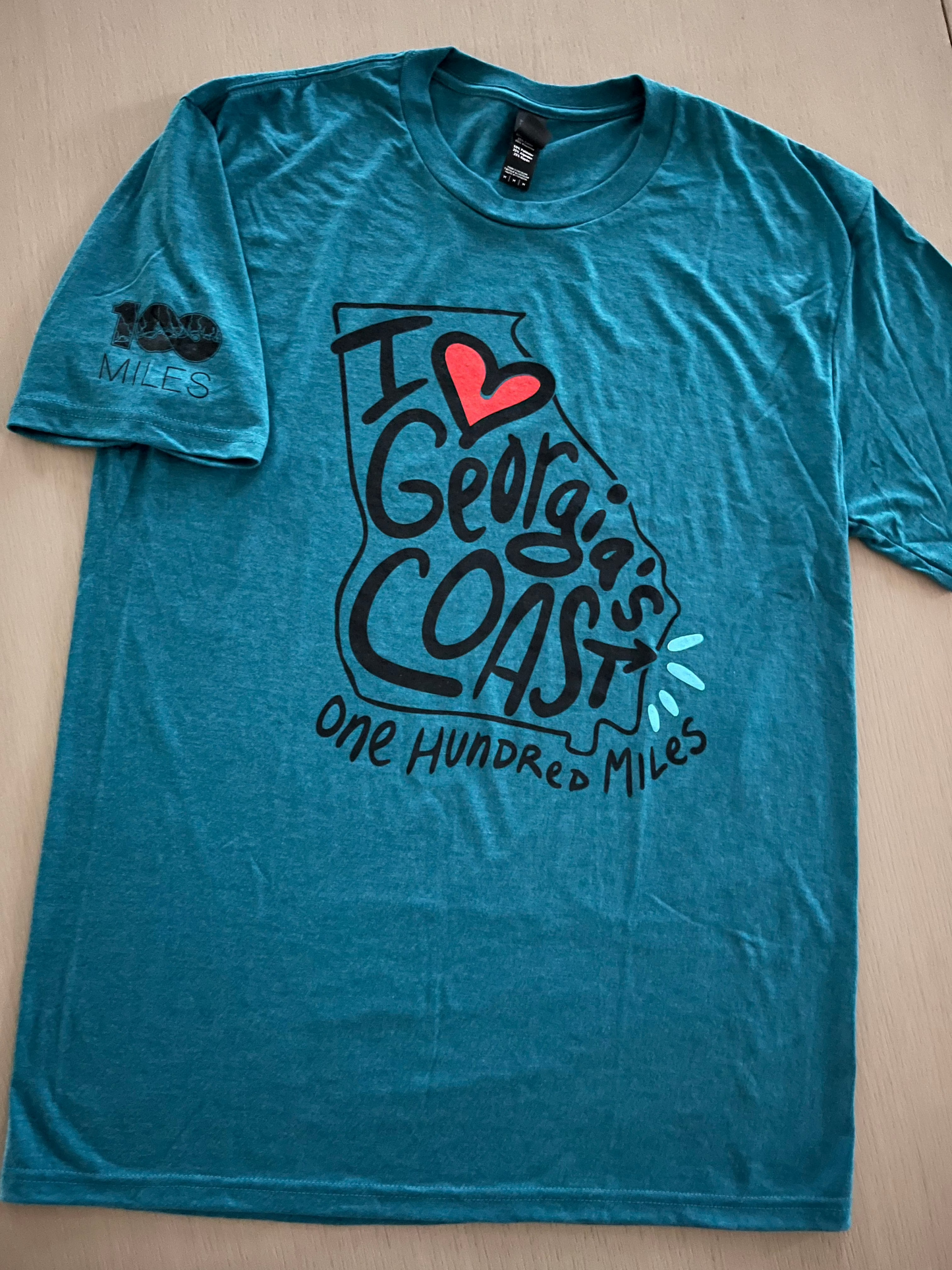 I Love GA's Coast T-Shirt - Heathered Teal Short Sleeve